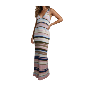 Vestido Casual Rayas Multicolor - L