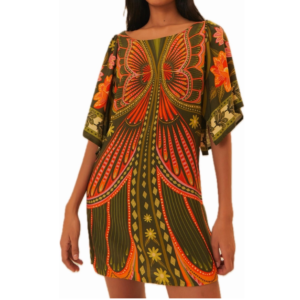 Vestido corto verde con estampa Farm Rio - M