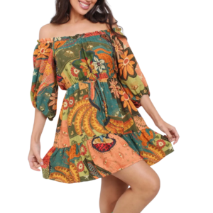 Vestidos corto de estampa floreada Farm Rio Crema