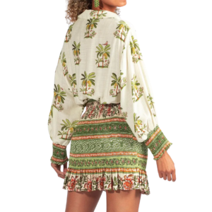 Vestido corto con estampas verdes y flores Farm Rio - M