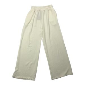 Pantalón fluido beige de tiro alto boca ancha