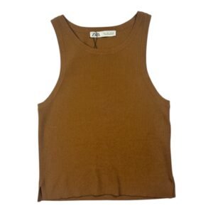 Polo básico manga cero marrón Zara