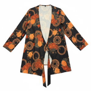 Kimono negro floreado talla única