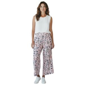 Pantalón palazzo lino rosado con diseños - Animale