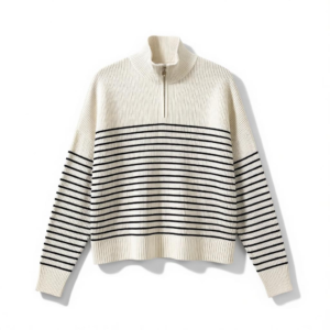 Chompa blanca con rayas negras Mango talla L