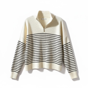 Chompa blanca con rayas negras Mango talla L