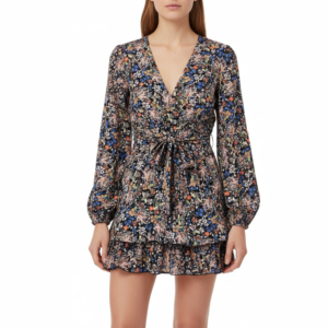 Vestido negro floreado coloridas