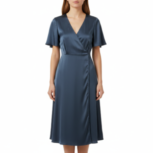 Vestido satinado azul cobalto H&M