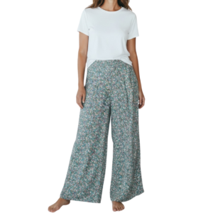 Pantalón Wide Leg Floral Azul