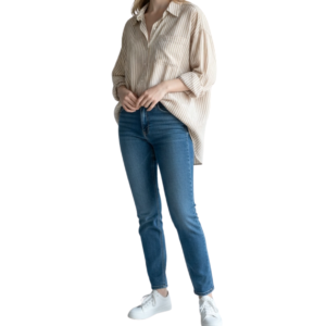 Camisa rayada beige Zara