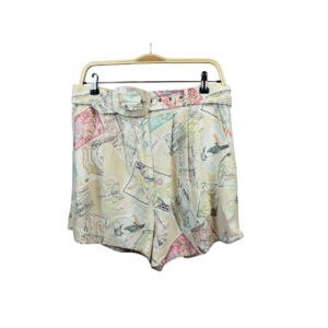 Short de lino crema estampado Animale