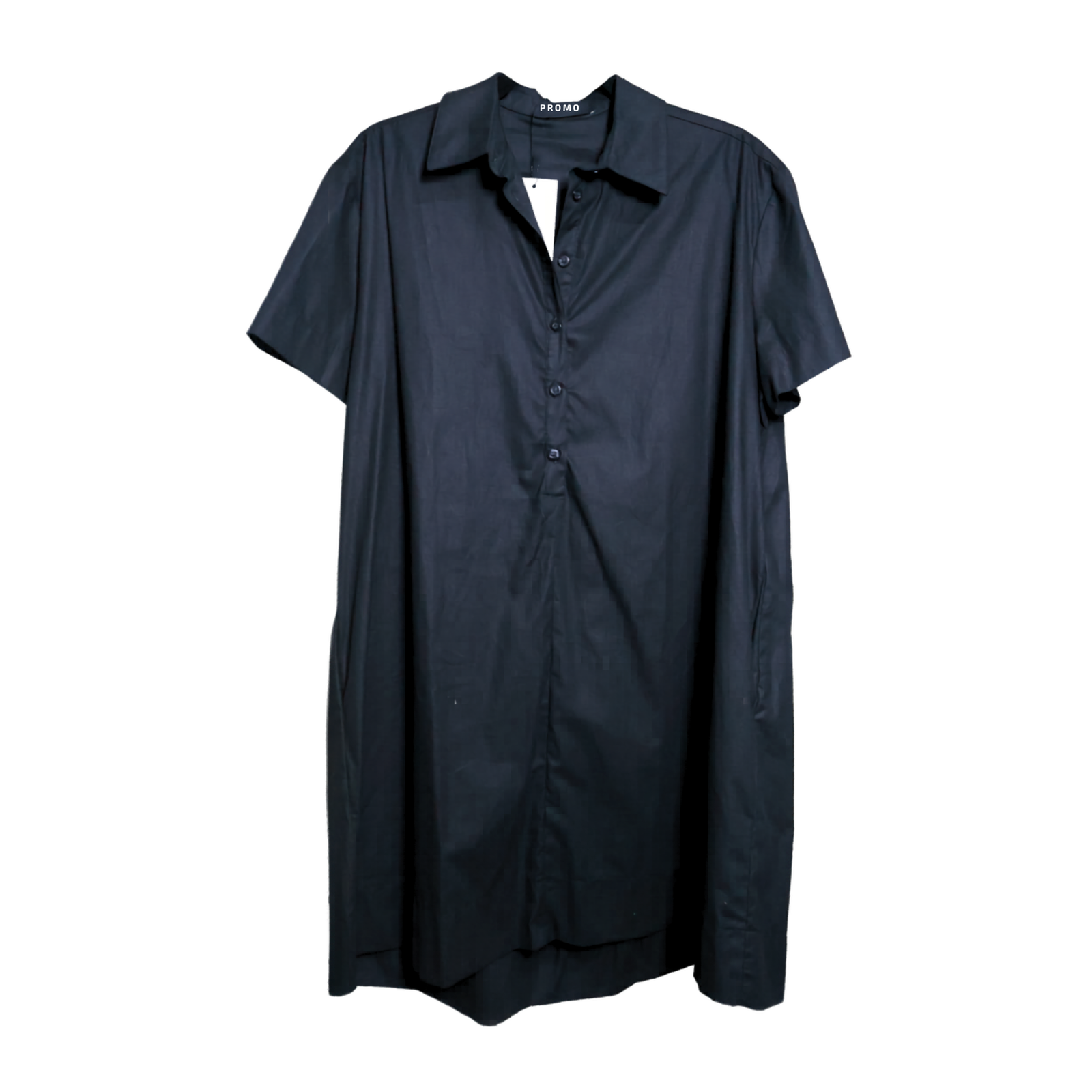 Vestido Camisero AMARO Negro de Algodón - M - Imagen 3