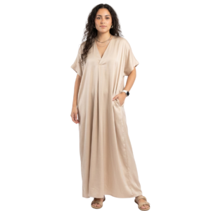 Vestido Maxi Beige H&M con Bolsillos