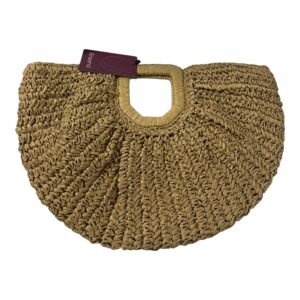 Cartera de Rafia Beige Semi-Circular