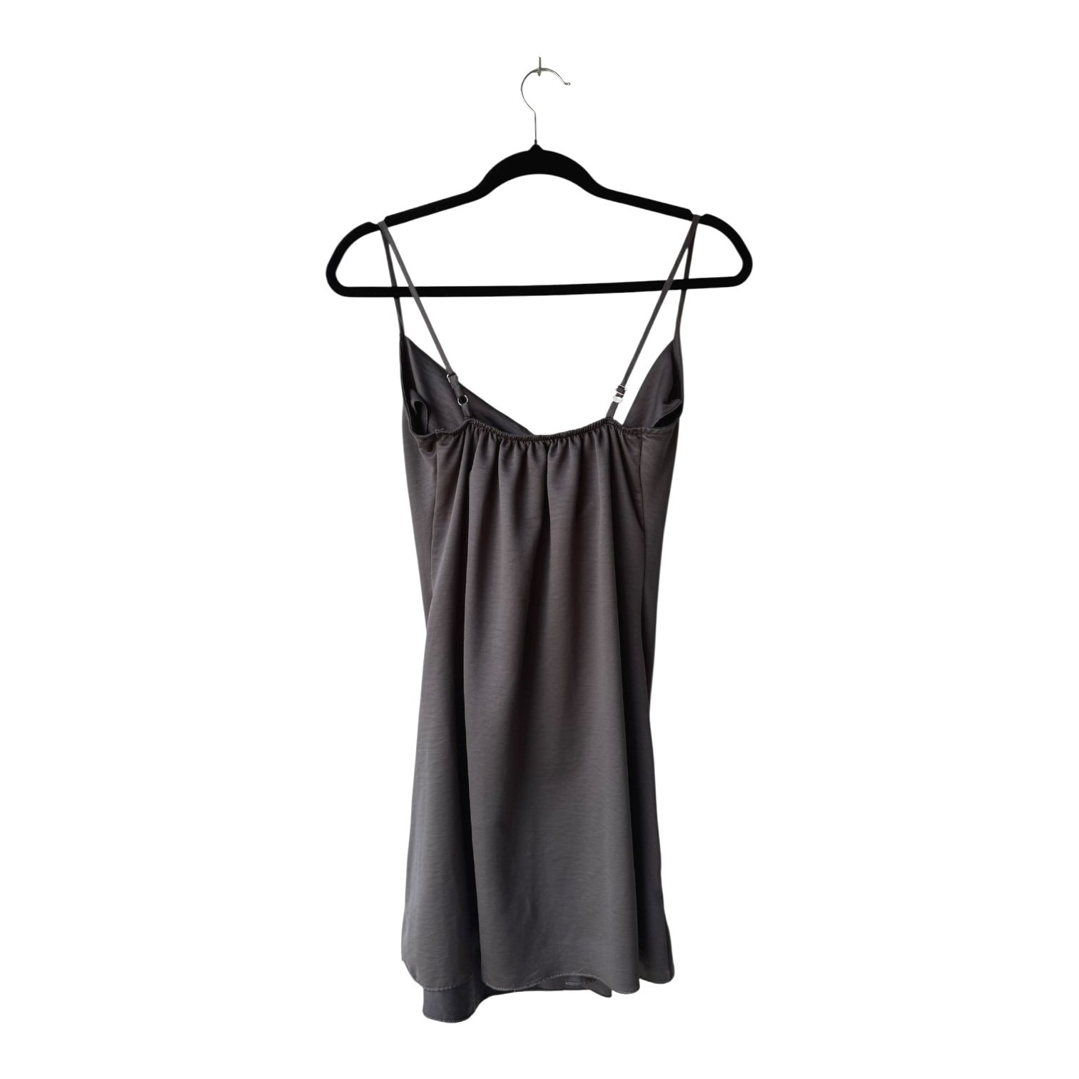 Vestido Martina & Co Satinado Gris Oscuro con Cuello Cowl - S/M - Imagen 4