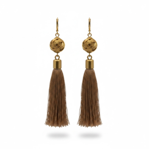 Aretes con Borlas Camel y Detalle Dorado