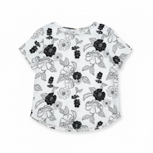 Blusa Blanca con Estampado Floral Negro XL