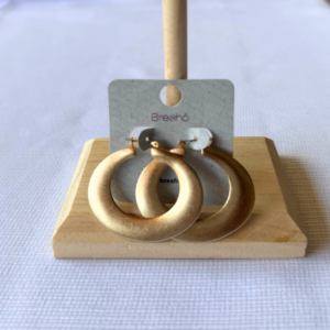 Aretes Argollas Gruesas Doradas Mate