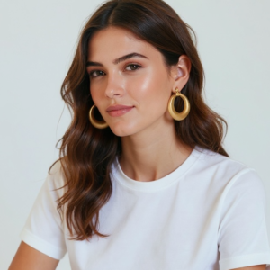 Aretes Argollas Gruesas Doradas Mate