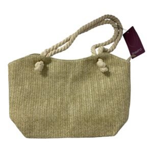 Bolso Tote de Rafia Dorado con Asas de Soga