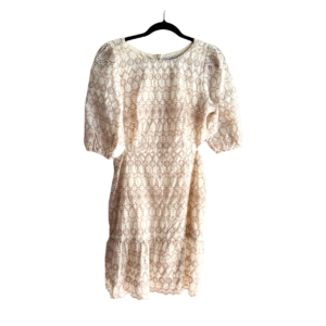 Vestido Basement Beige de Algodón con Bordado y Cut-outs - M