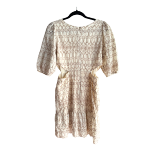 Vestido Basement Beige de Algodón con Bordado y Cut-outs - M