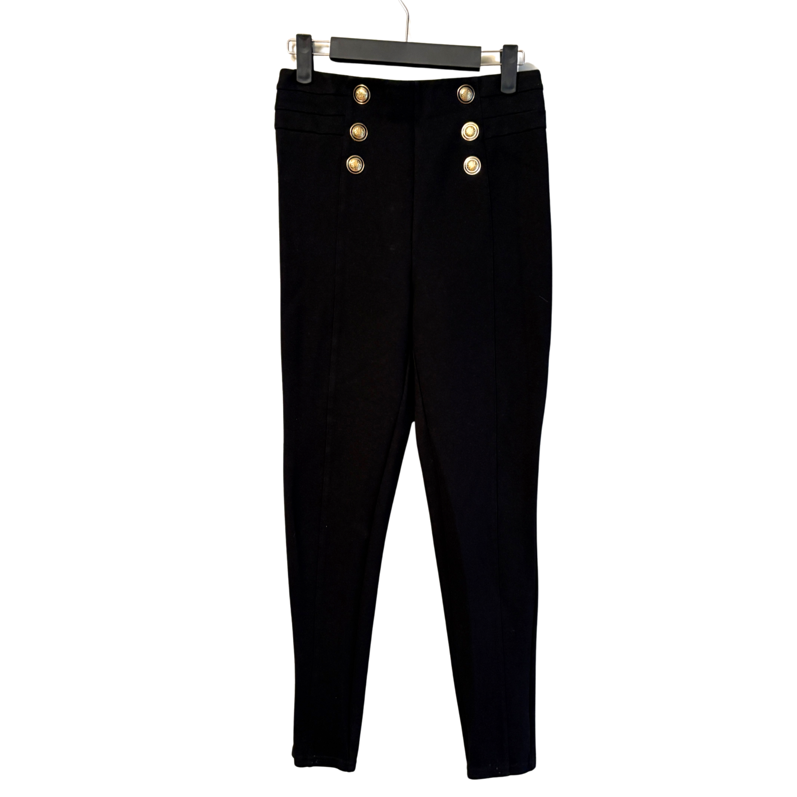 Pantalón Zara Negro con Botones Dorados - S - Imagen 2
