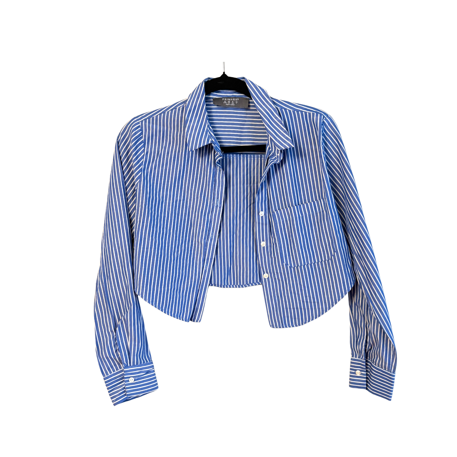 Blusa Primark Cropped a Rayas Azul y Blanco - M - Imagen 2