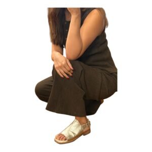 Pantalón Basement Marrón Texturizado Wide Leg - M