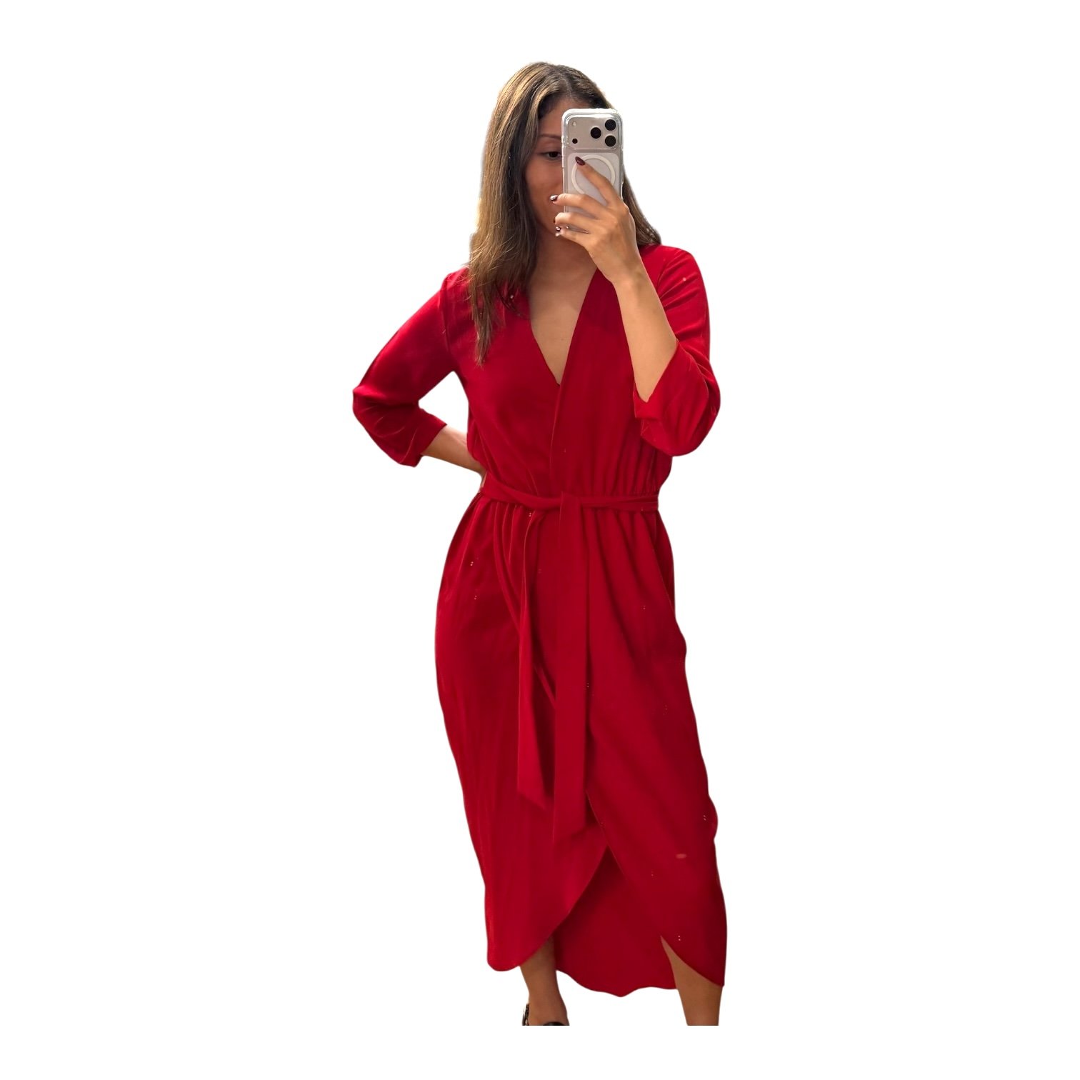 Vestido Amanda Uprichard Rojo Cruzado Elegante - S
