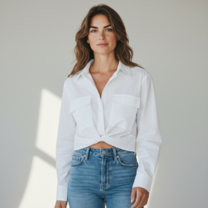 Blusa Zara Blanca Cropped - M