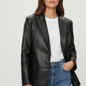 Blazer Zara Tipo Cuero Negro - S