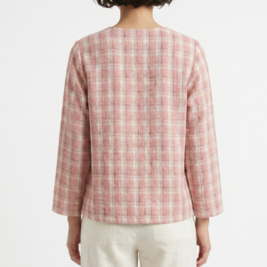 Blusa a Cuadros Rosada con Botones