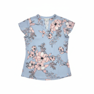 Blusa Calvin Klein Celeste Floral con Mangas Vuelo - S