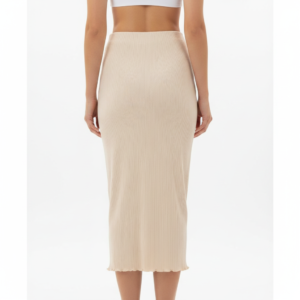 Falda Zara Midi Ribeteada Beige - S