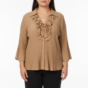 Blusa Allison Taylor Camel Plisada con Bobos - 3XL