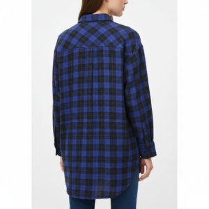 Blusa Zara a Cuadros Azul y Negro Oversized - S