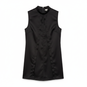 Vestido Corto Negro Sin Mangas con Cuello Alto - S