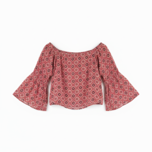 Blusa Elodie Off-Shoulder Roja con Estampado Floral - S