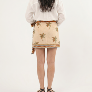 Falda Farm Rio Cruzada de Lino con Estampado de Palmeras - M