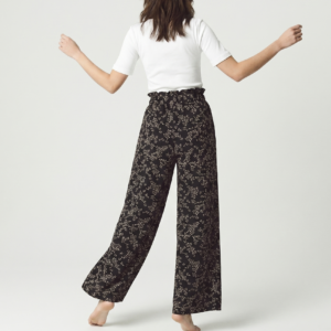 Pantalón Palazzo Negro con Estampado Floral