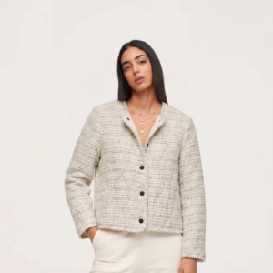 Zara Casaca de Tweed Acolchada Crema - S