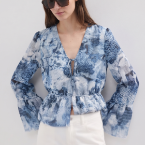 Blusa Guess Peplum Azul - M