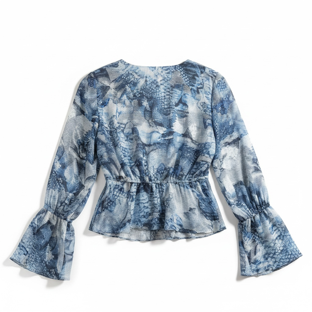 Blusa Guess Peplum Azul - M - Imagen 4