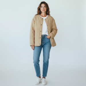 Casaca Uniqlo Reversible Beige y Fleece Blanco - XS
