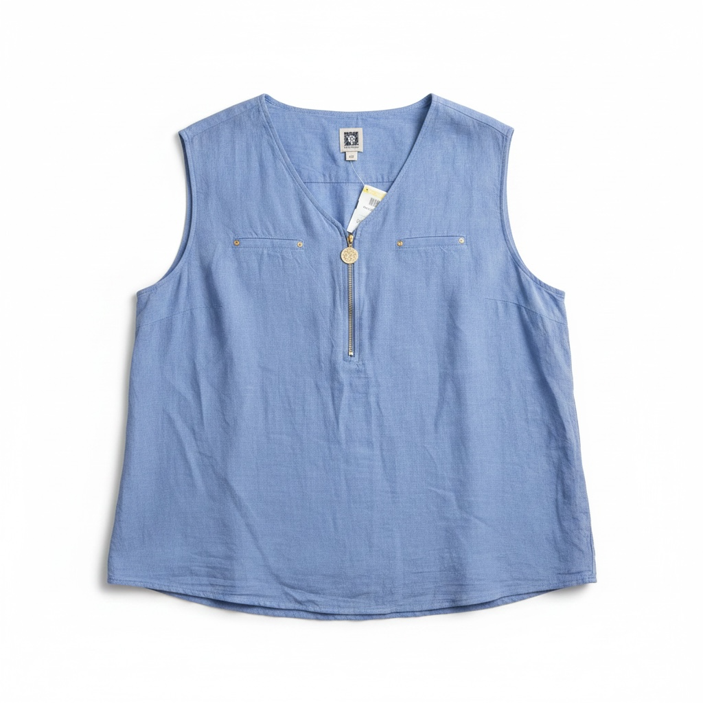 Blusa de Lino Celeste - XL - Imagen 3