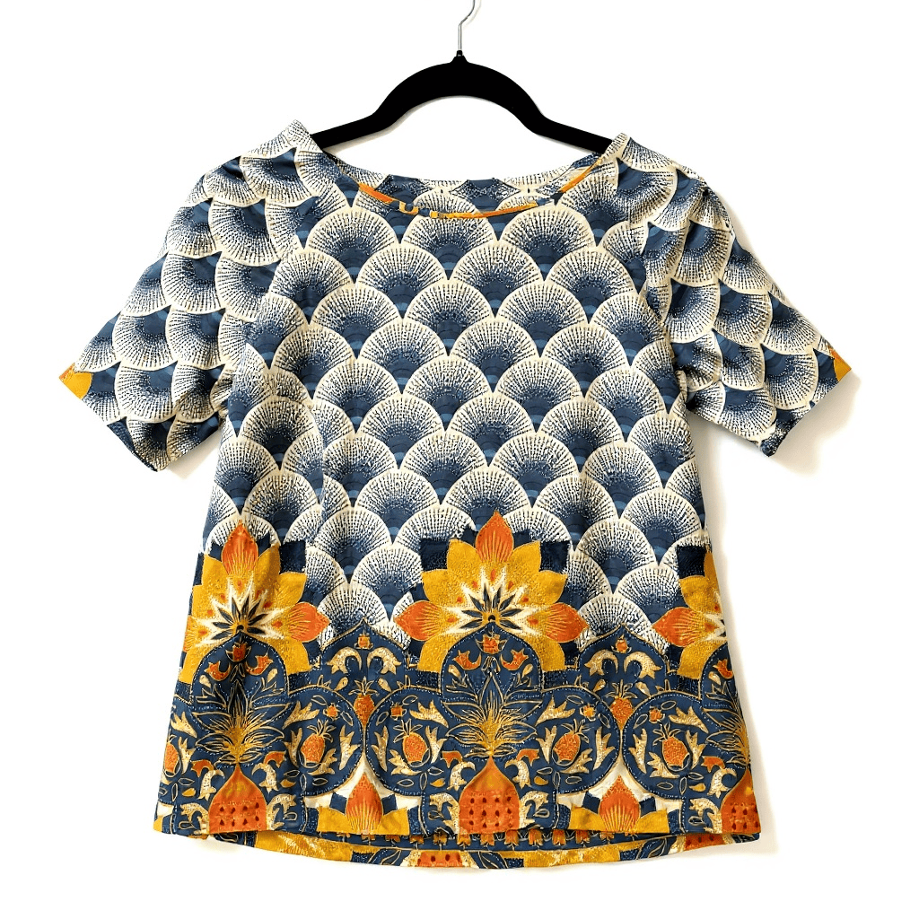 Blusa Farm Rio Estampado Tropical Azul y Naranja - S