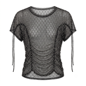 Blusa Guess de Malla con Diseño Geométrico Negro - L