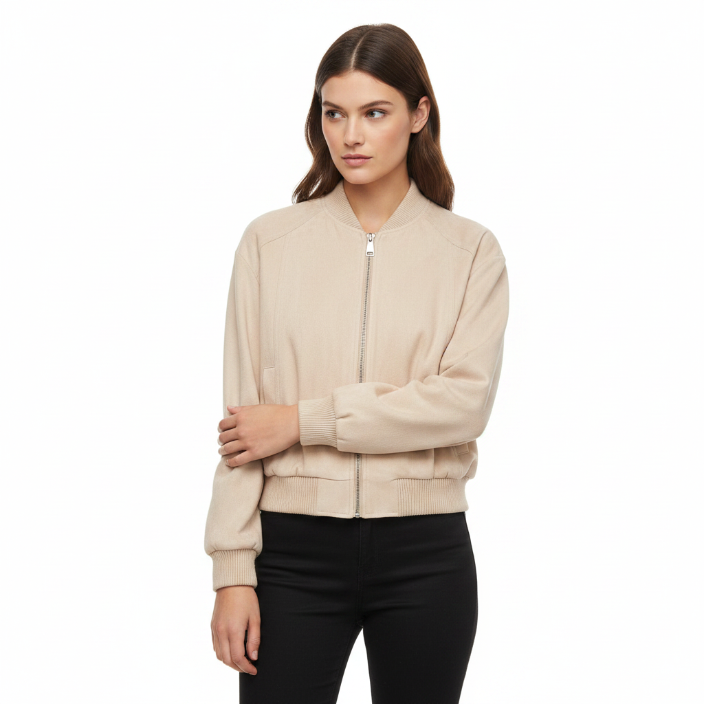 Casaca Bomber Zara Beige Cropped - S