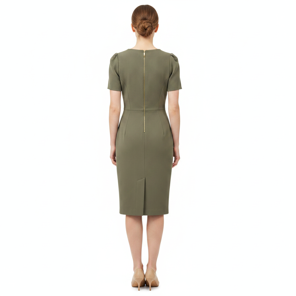 Vestido Calvin Klein Verde Olivo - 6 (M) - Imagen 4